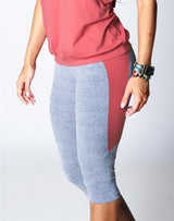 Elegante Grey/Coral 3/4 Supplex Legging