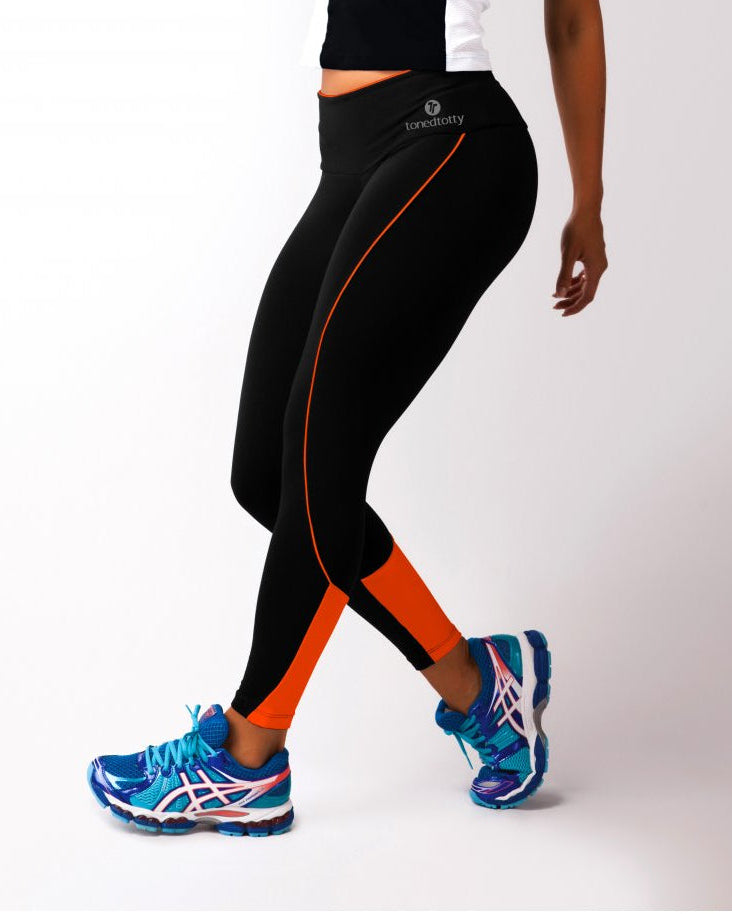 Va Va Voom Black and Orange Gym Leggings
