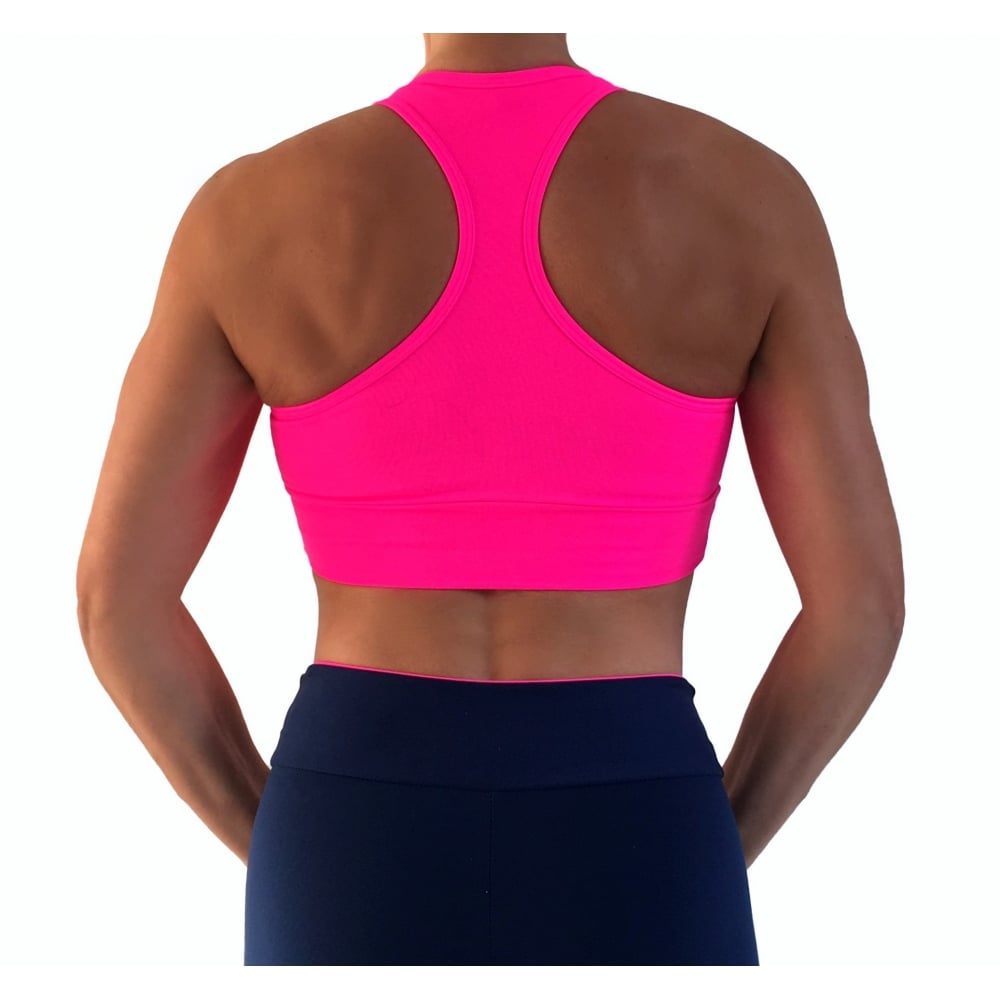 Neon Pink Hello Boys Sports Bra