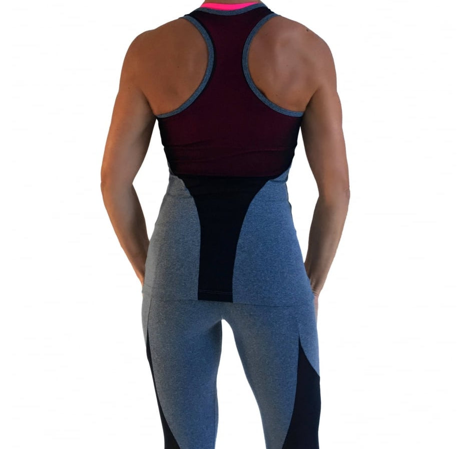 Queen Bee Grey Supplex And Tulle Fitness Top