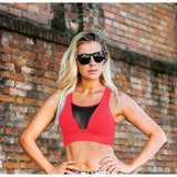 Bossgirl Neon Coral Supplex and Tulle Sports Bra Top