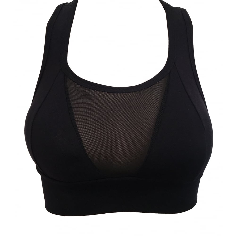 Bossgirl Black Supplex and Tulle Sports Bra Top