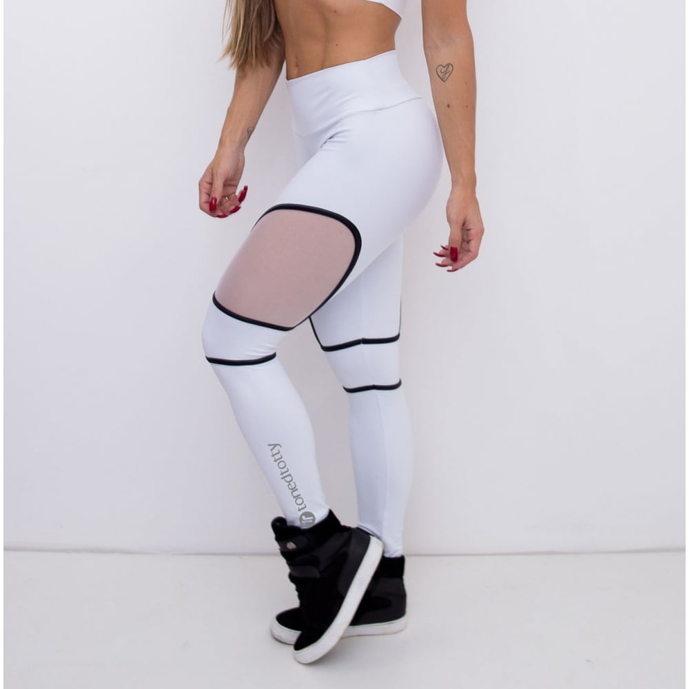 "Boom Shakalaka" White Fitness Squatproof Leggings