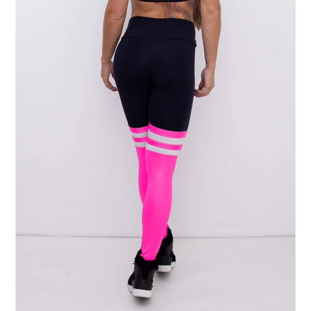 Showgirls Black and Pink Power Sock Fitness Leggings