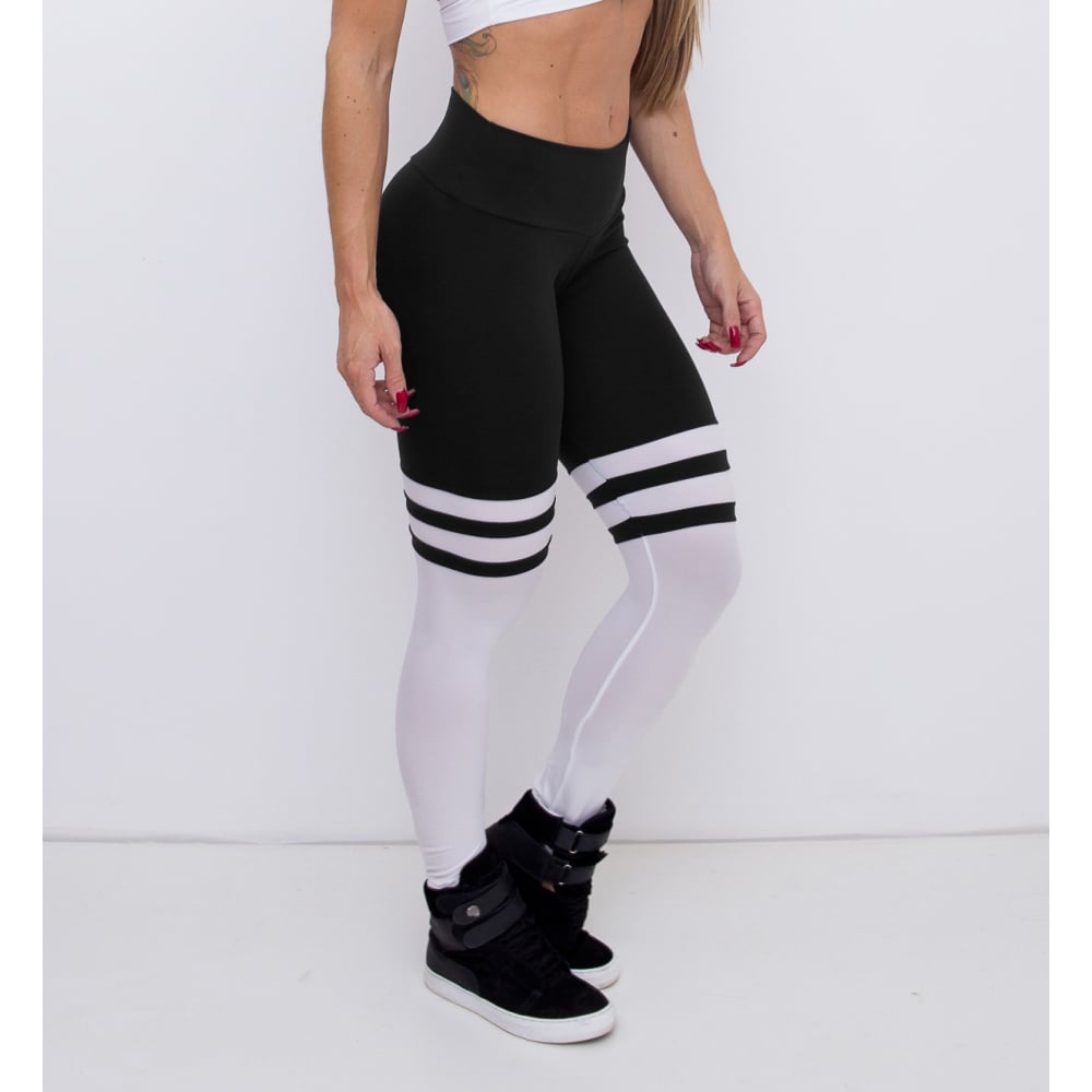 "Showgirls" Black and White Power Sock Leggings