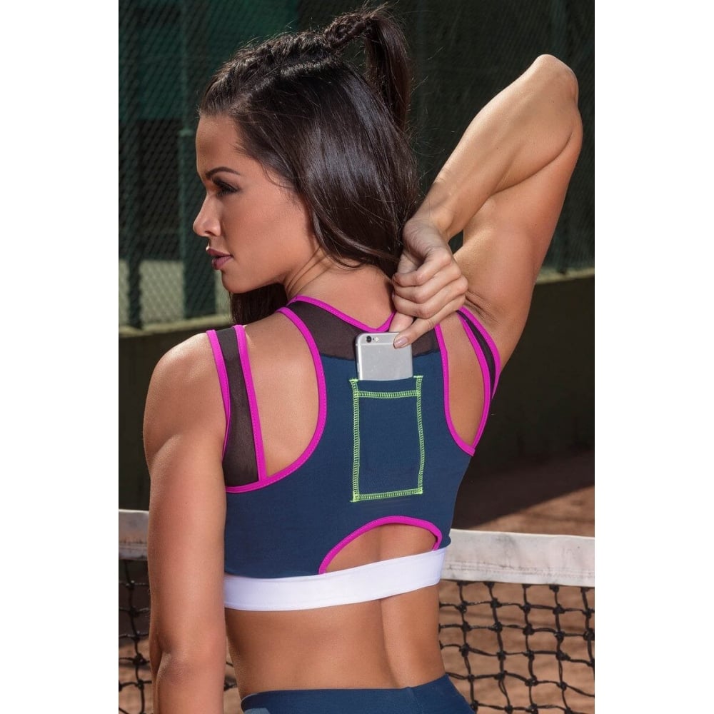 Courchevel Totty Performance Navy and White Sports Bra Top