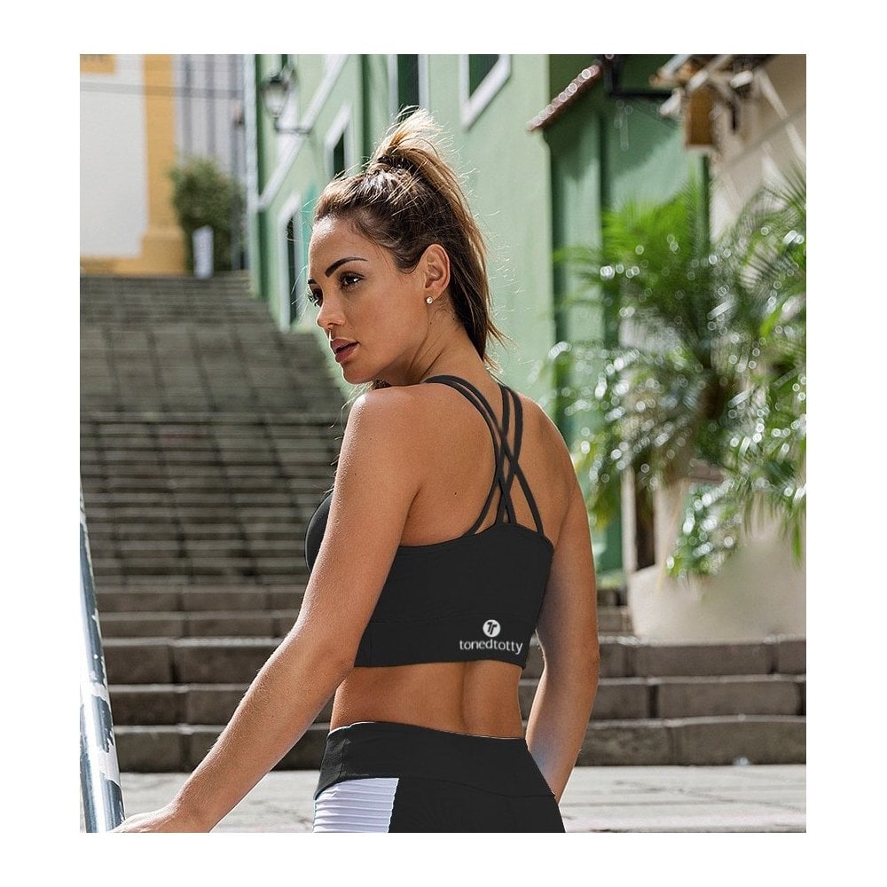 Mademoiselle Black and White Sports Fitness Bra