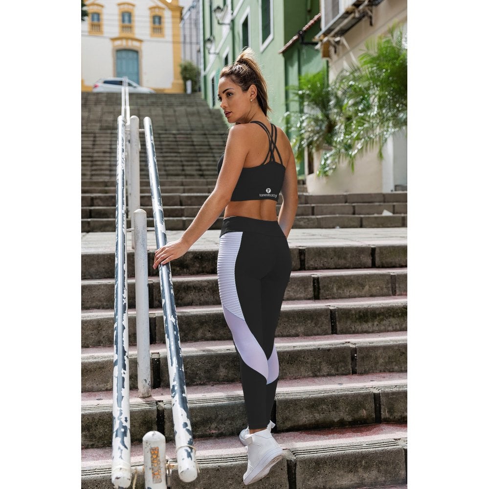 Mademoiselle Black and White Supplex Gym Leggings