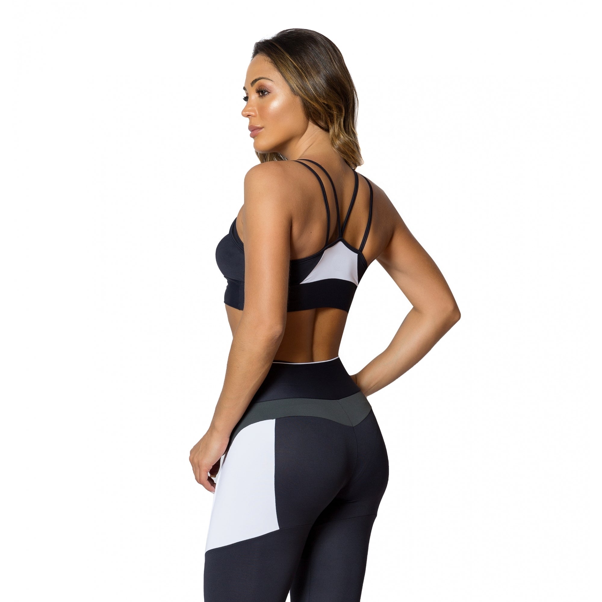 Demure Sport Crop Bra Top BLK/WHT/SLATE