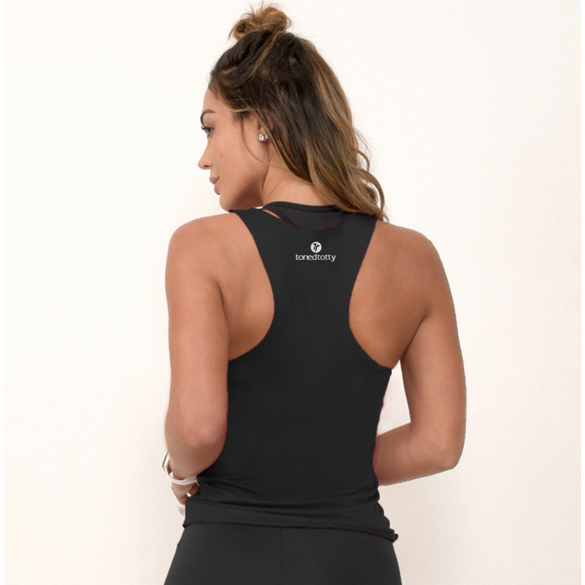 Black Fitness Fashion Visco Vest Top