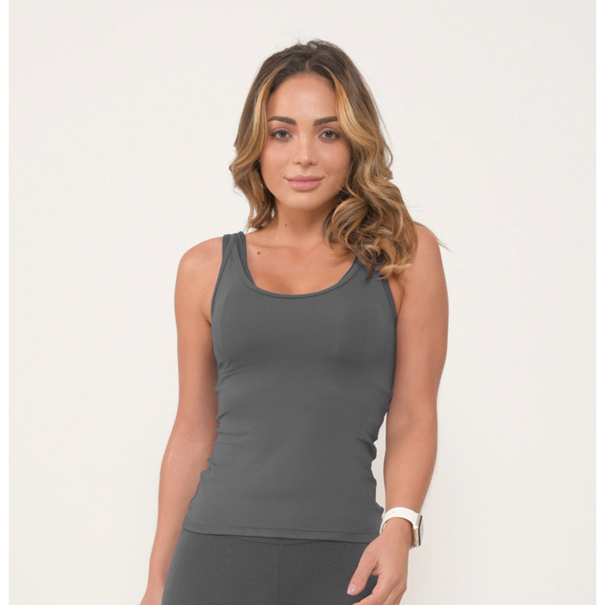 Lavish Fitted Fitness Vest Top Slate