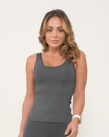 Fitted Longer-Length Fitness Vest Top – Slate
