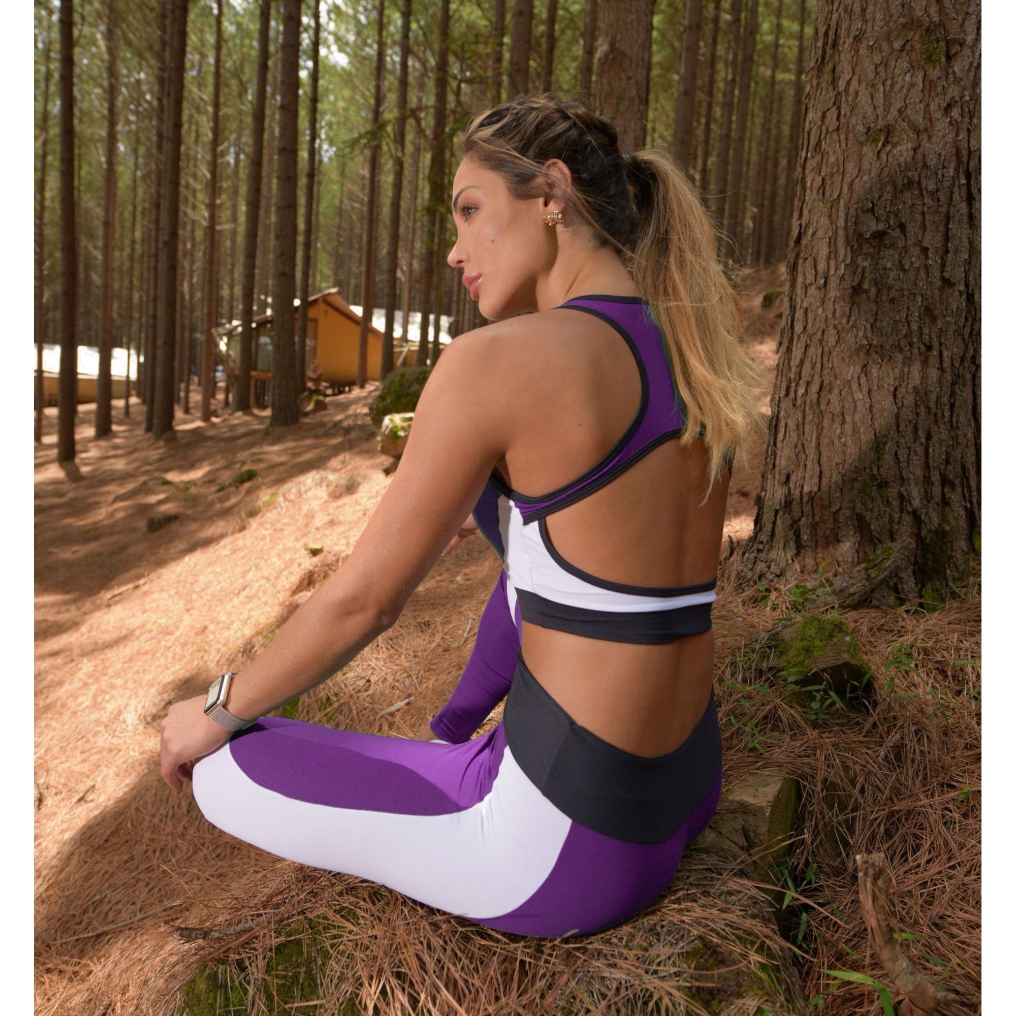 Amethyst Purple & White Light Fitness Leggings