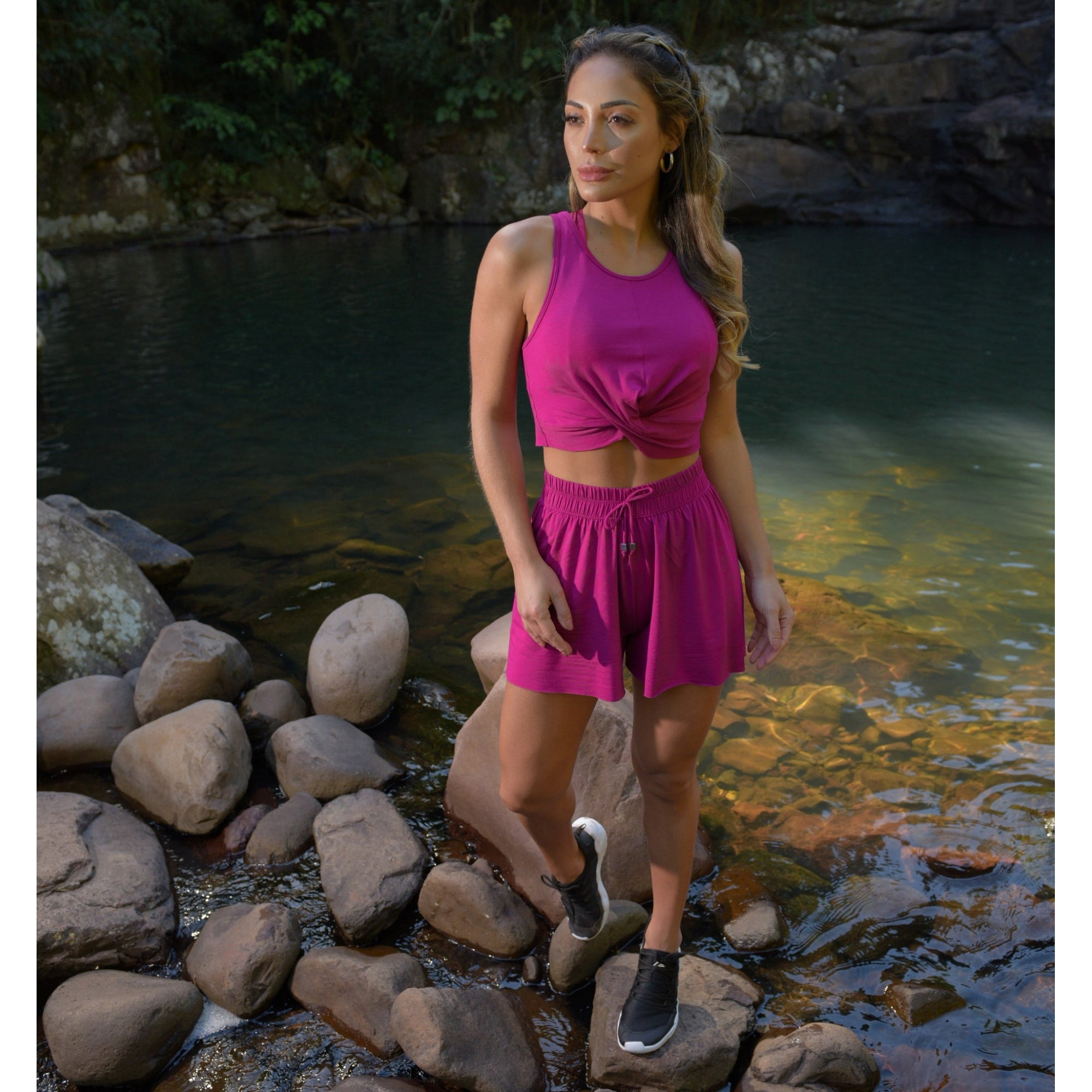 Pink Viscolycra Crop Top