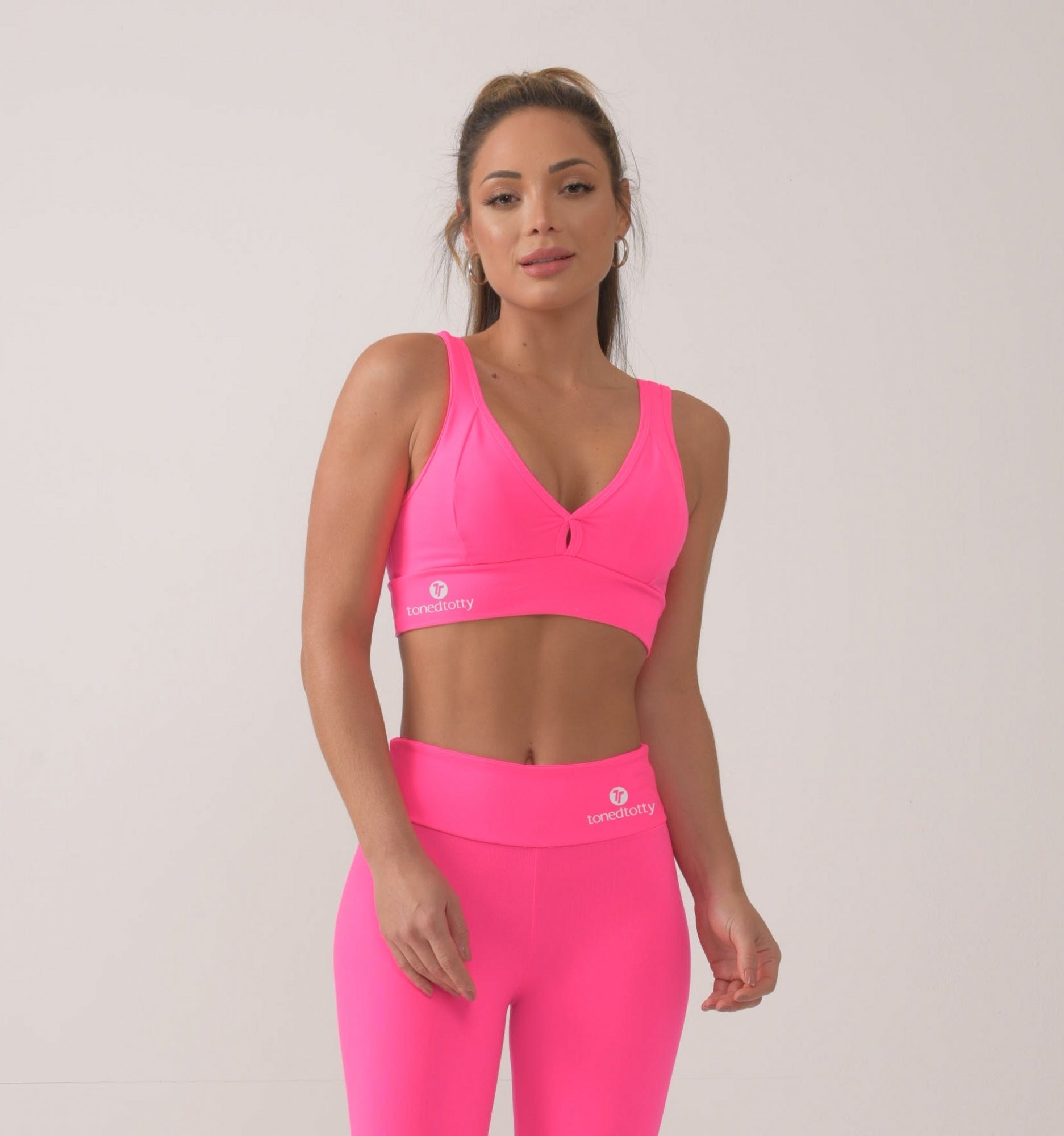 Neon Pink V Back Supplex Sports Bra