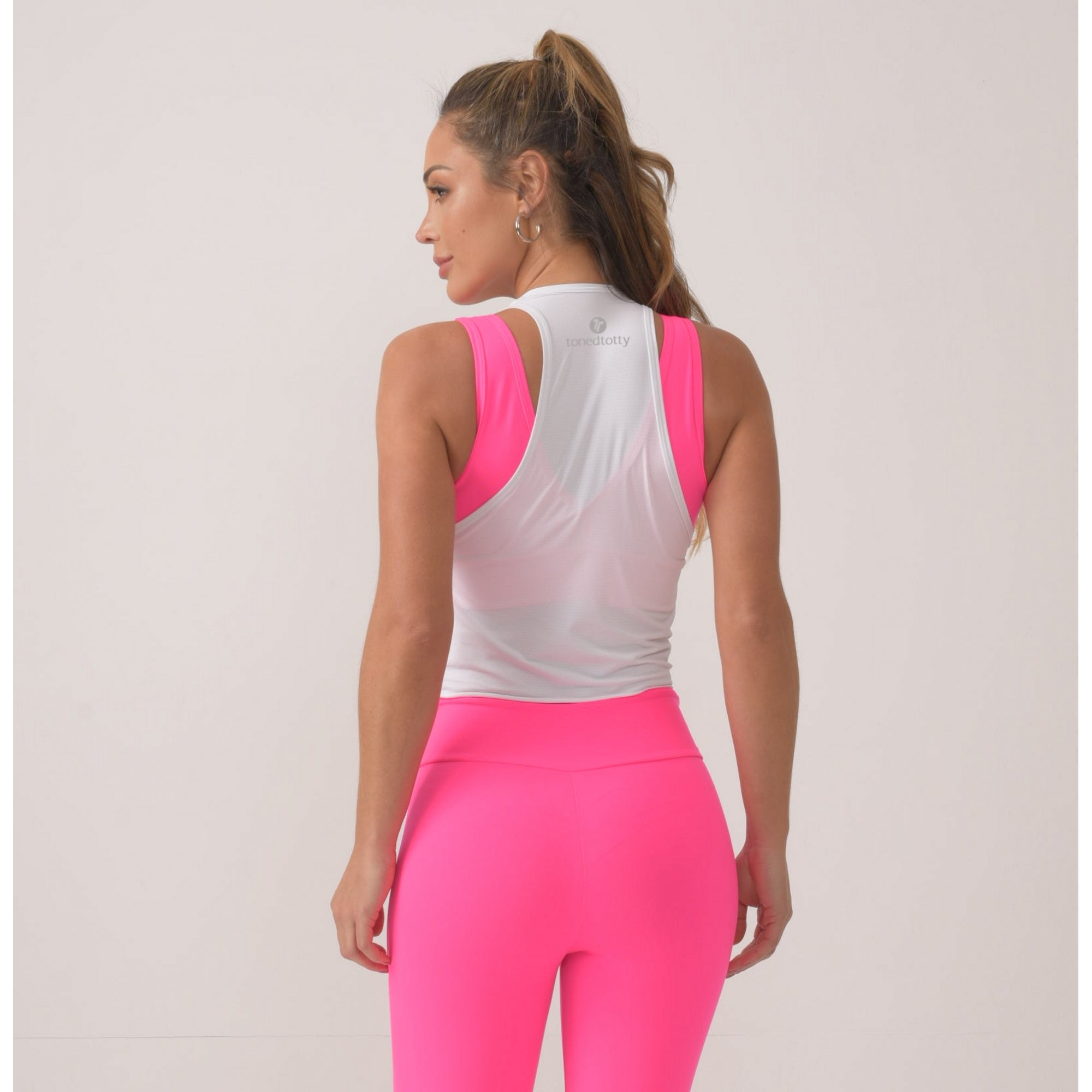 Neon Pink V Back Supplex Sports Bra