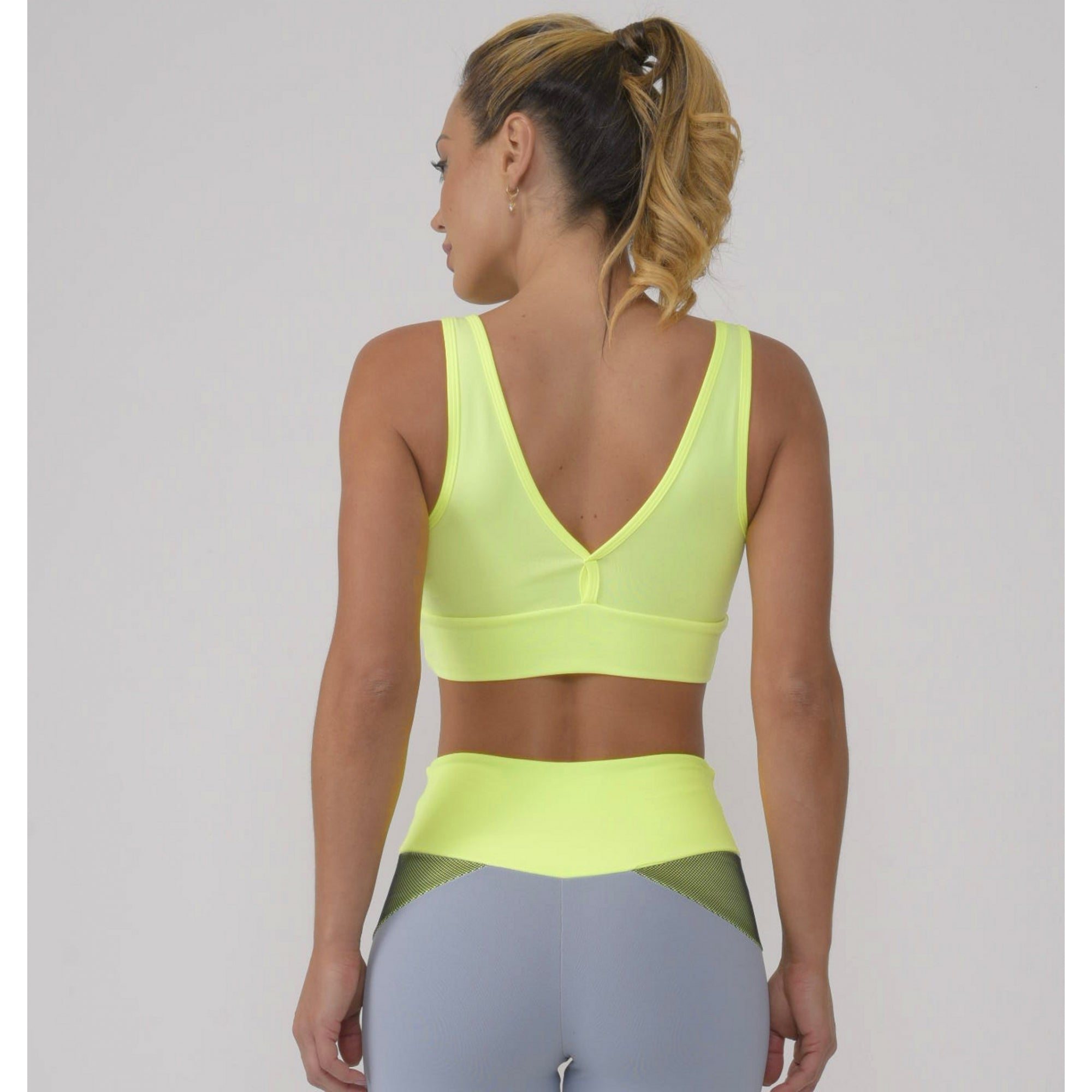 Soft Neon Yellow V Back Supplex Bra
