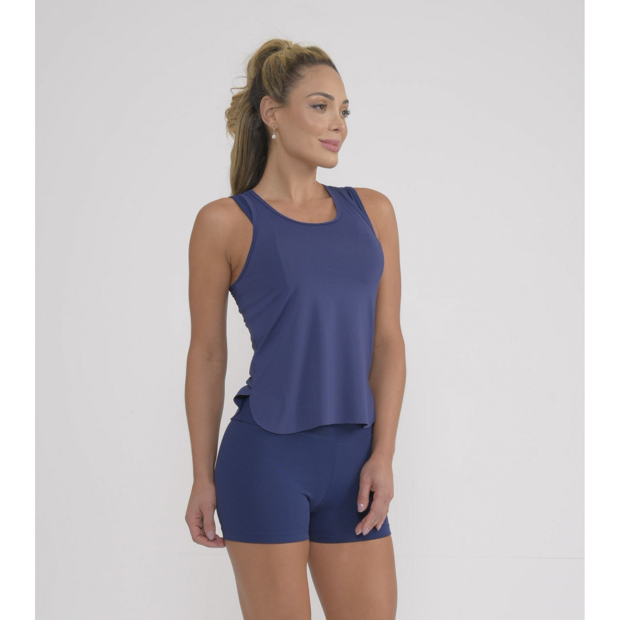 Navy In The Mix Fitness Vest Top