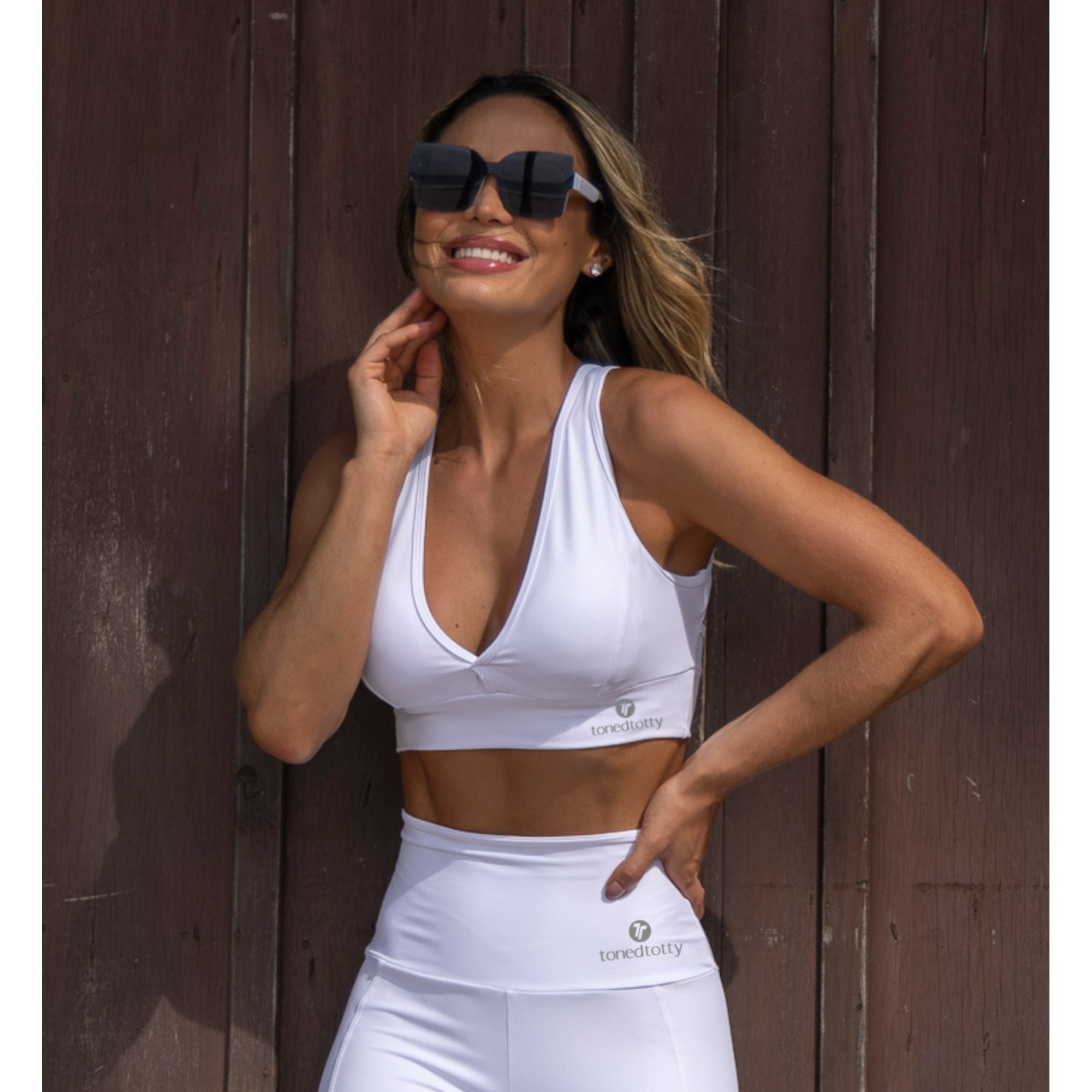 White Power Athletic Sports Bra