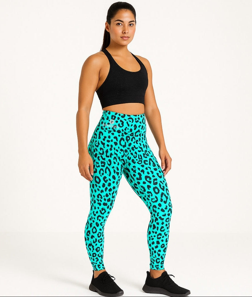 Wild Luxe Spearmint Leopard Print Leggings