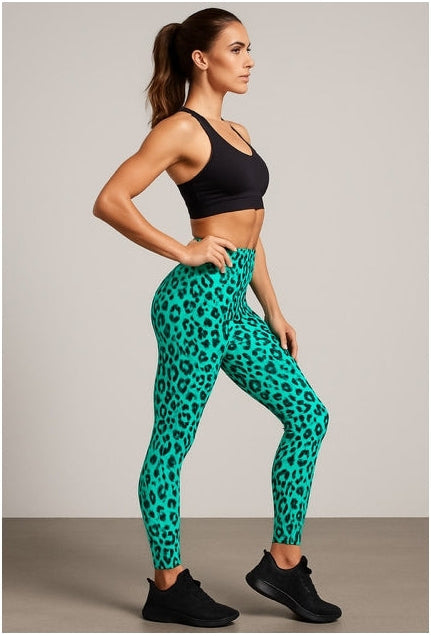 Wild Luxe Spearmint Leopard Print Leggings