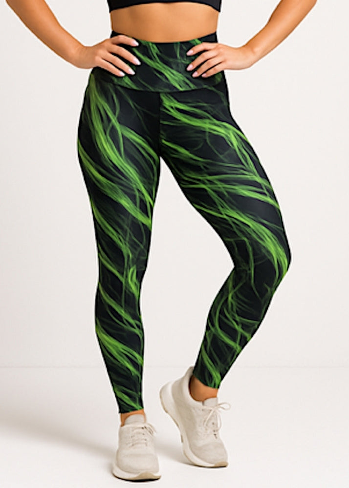 High Waist Neon Reactive Print Leggings