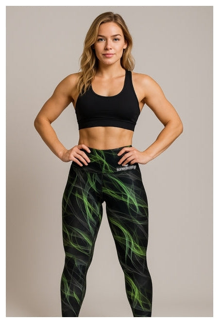 High Waist Neon Reactive Print Leggings