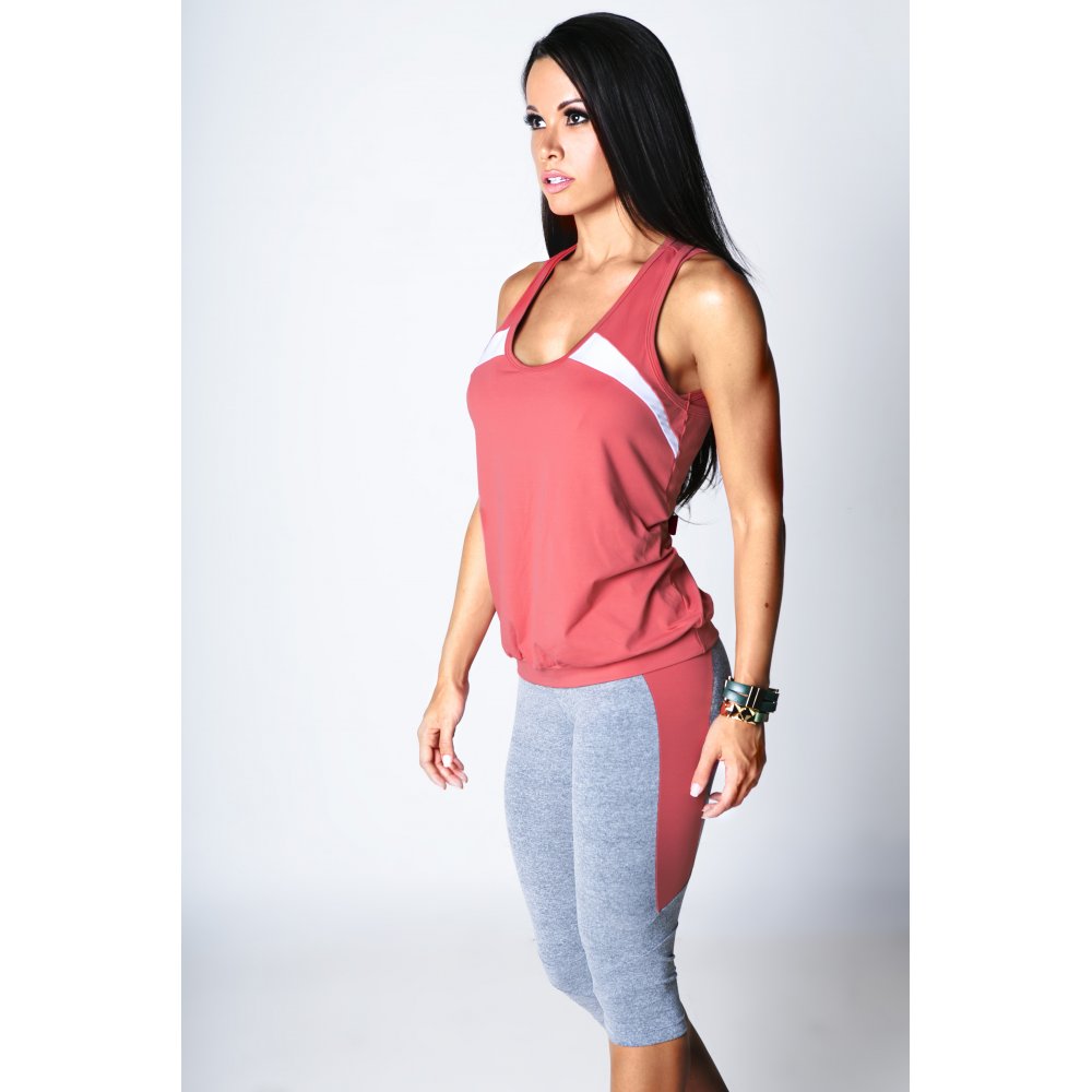 Elegante Grey/Coral 3/4 Supplex Legging