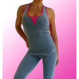 Tell Me About It Stud Grey/Pink Fitness Vest Top