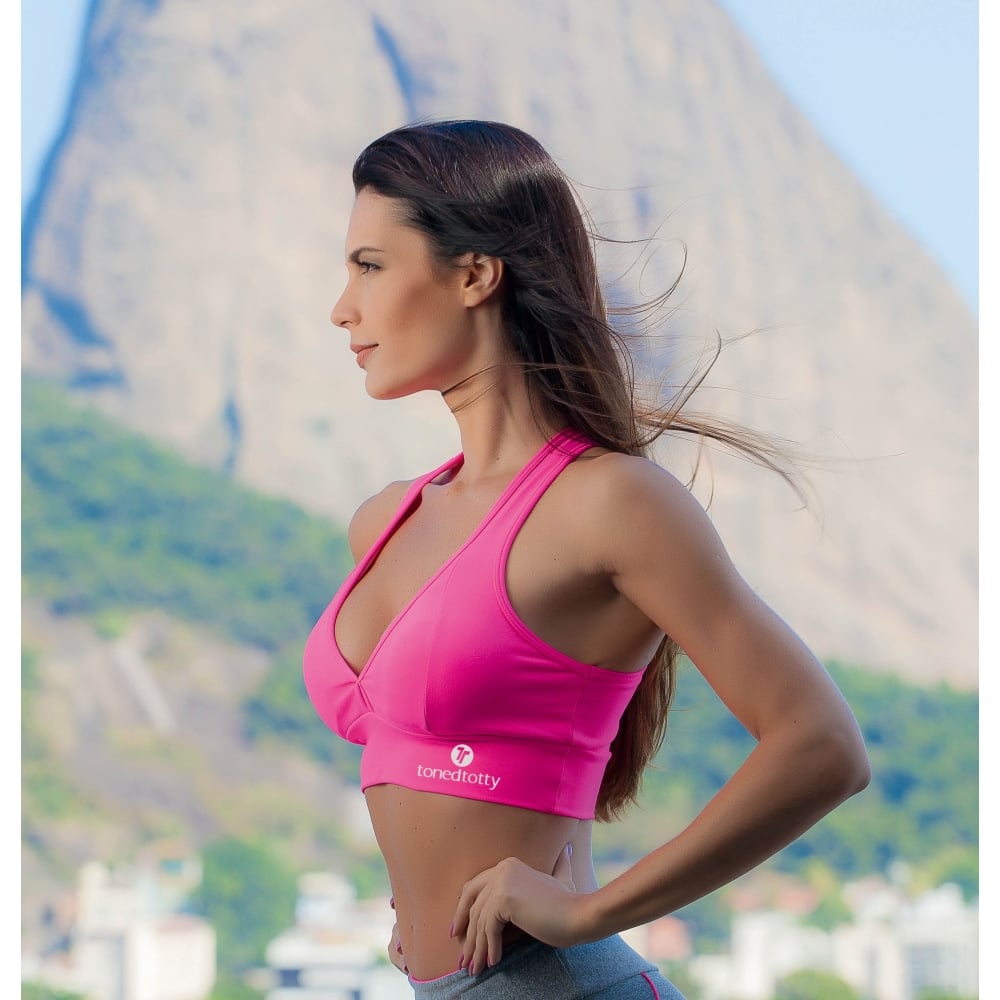 Neon Pink Hello Boys Sports Bra