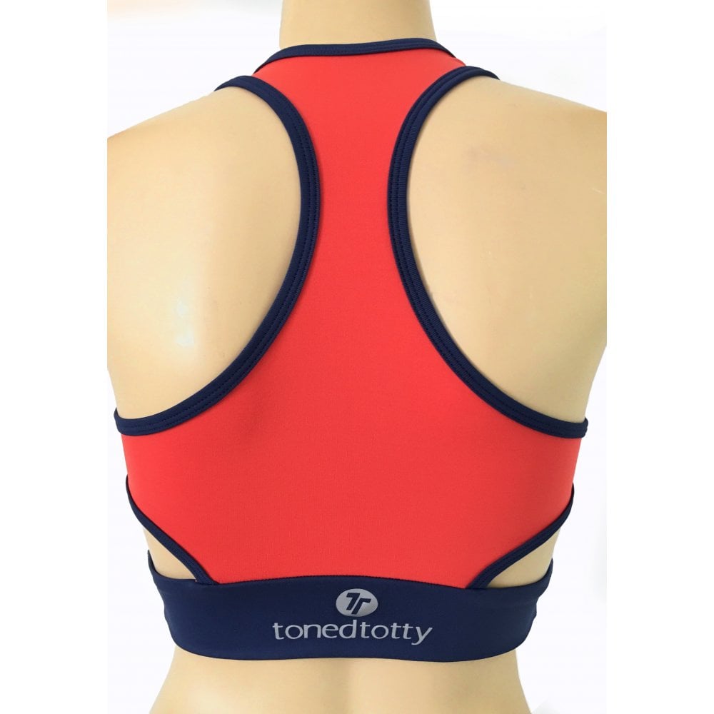 Blue-tiful Horizon Navy and Red Lycra Crop Bra Top