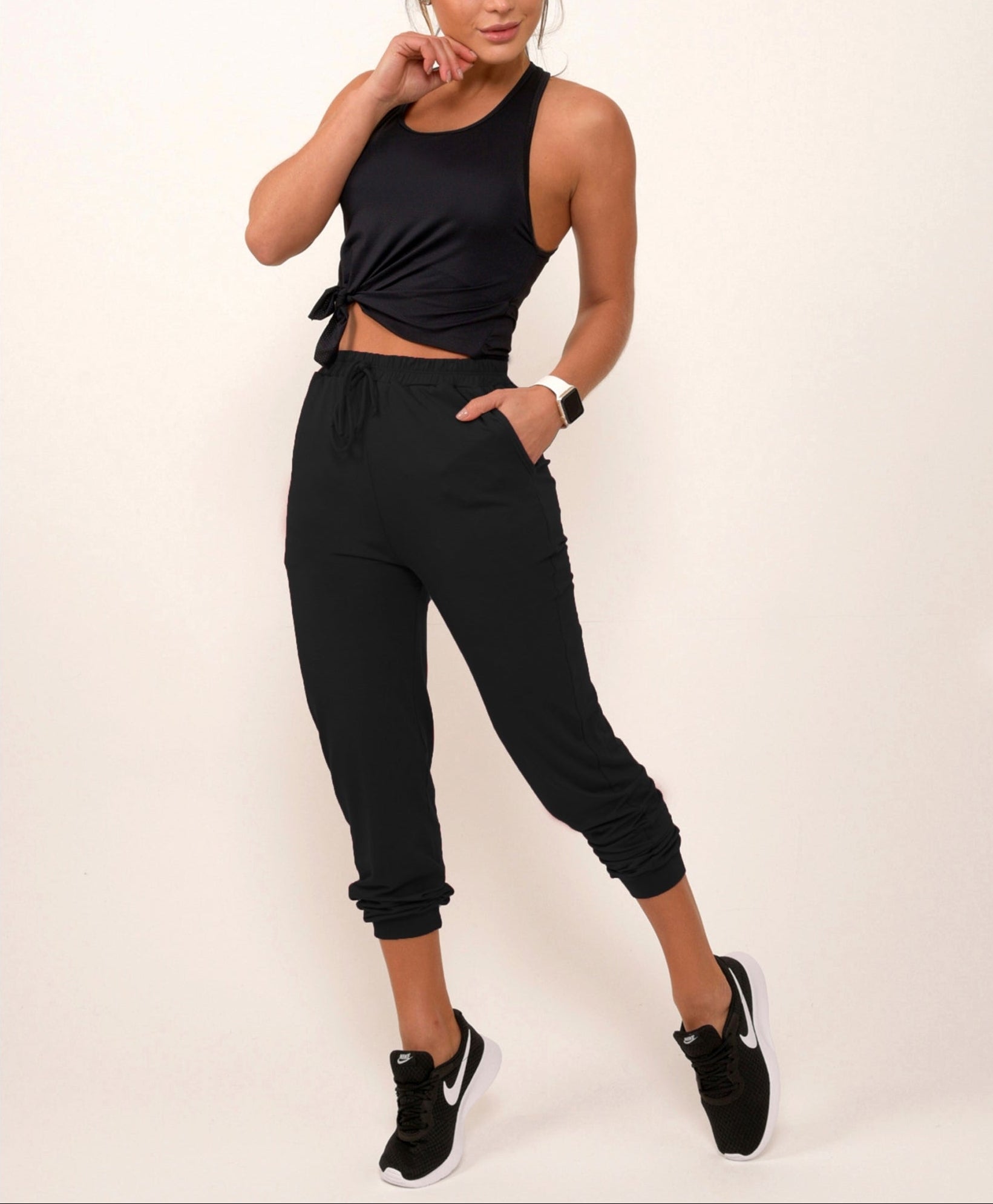 Black Viscolycra Joggers/Yoga Pants