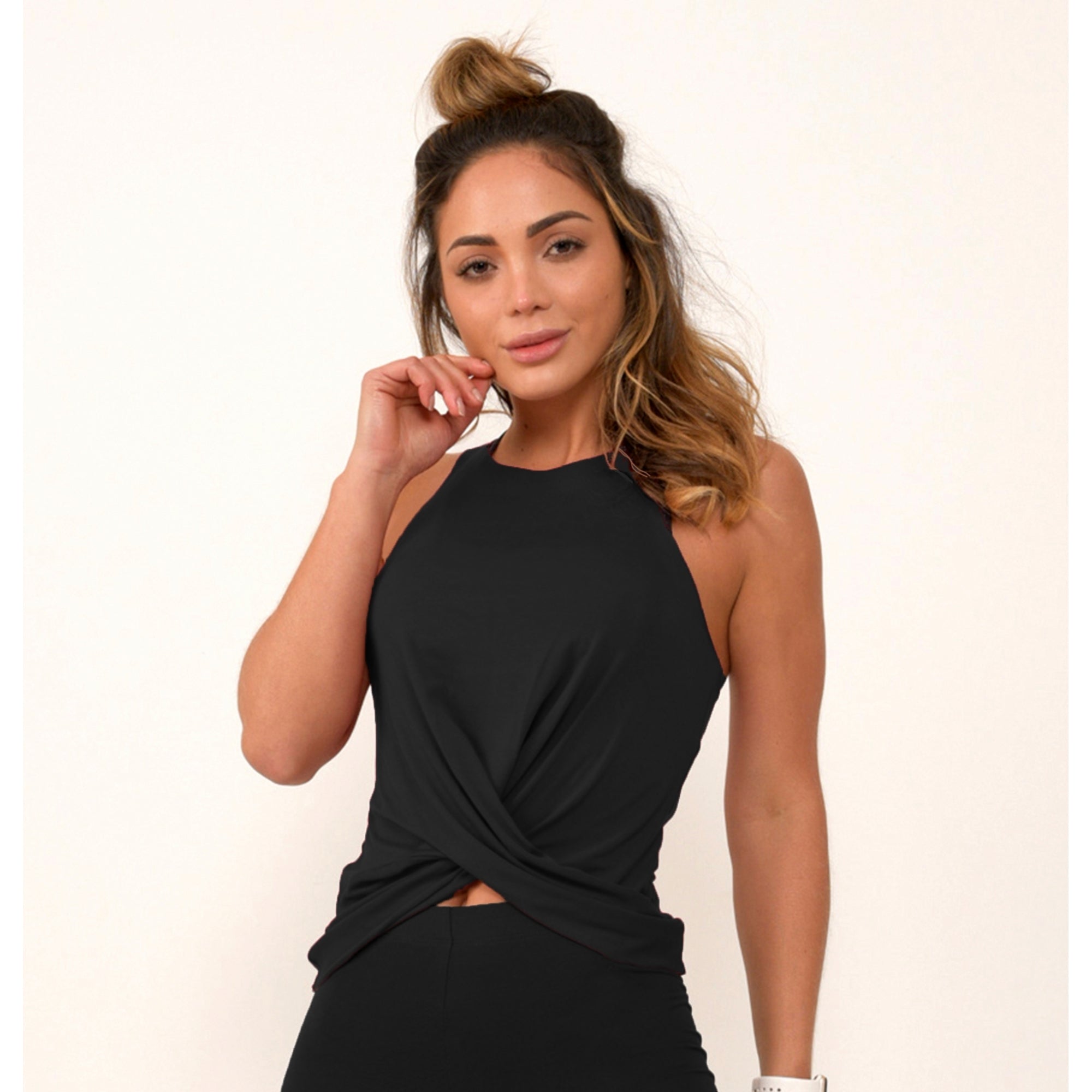 Black Fitness Fashion Visco Vest Top