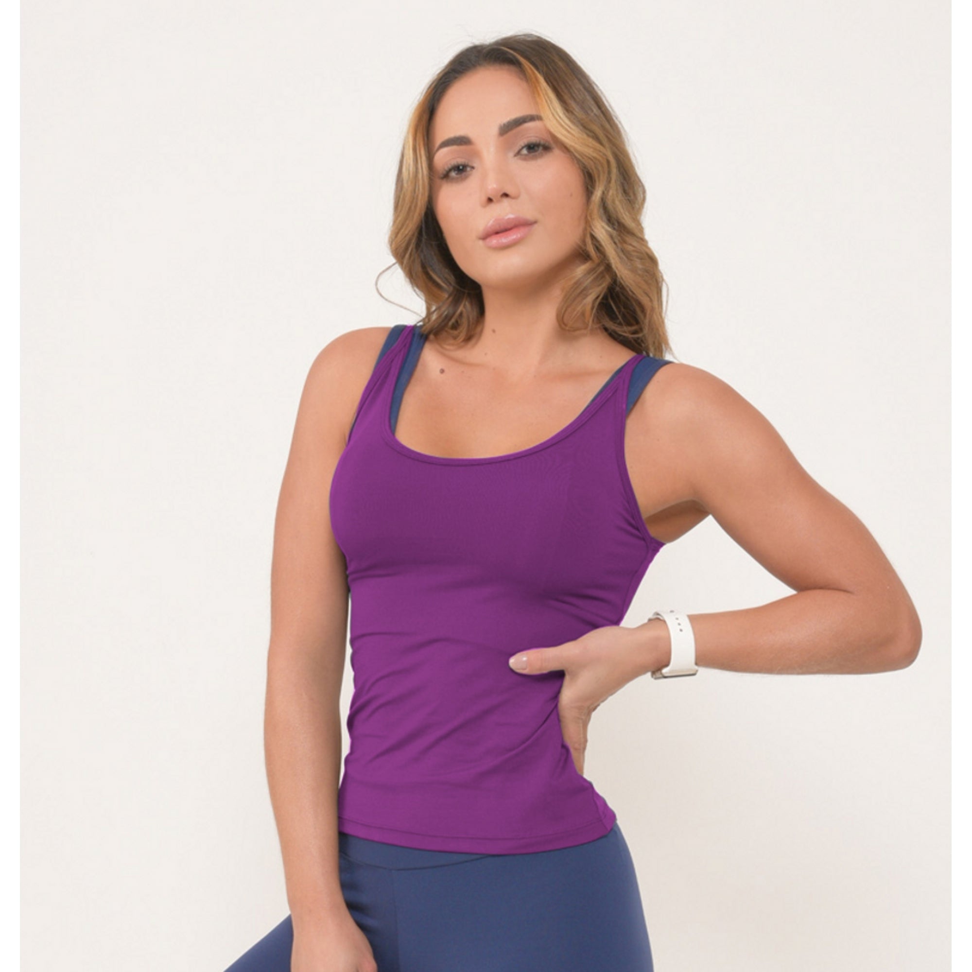 Purple Fitted Fitness Vest Top