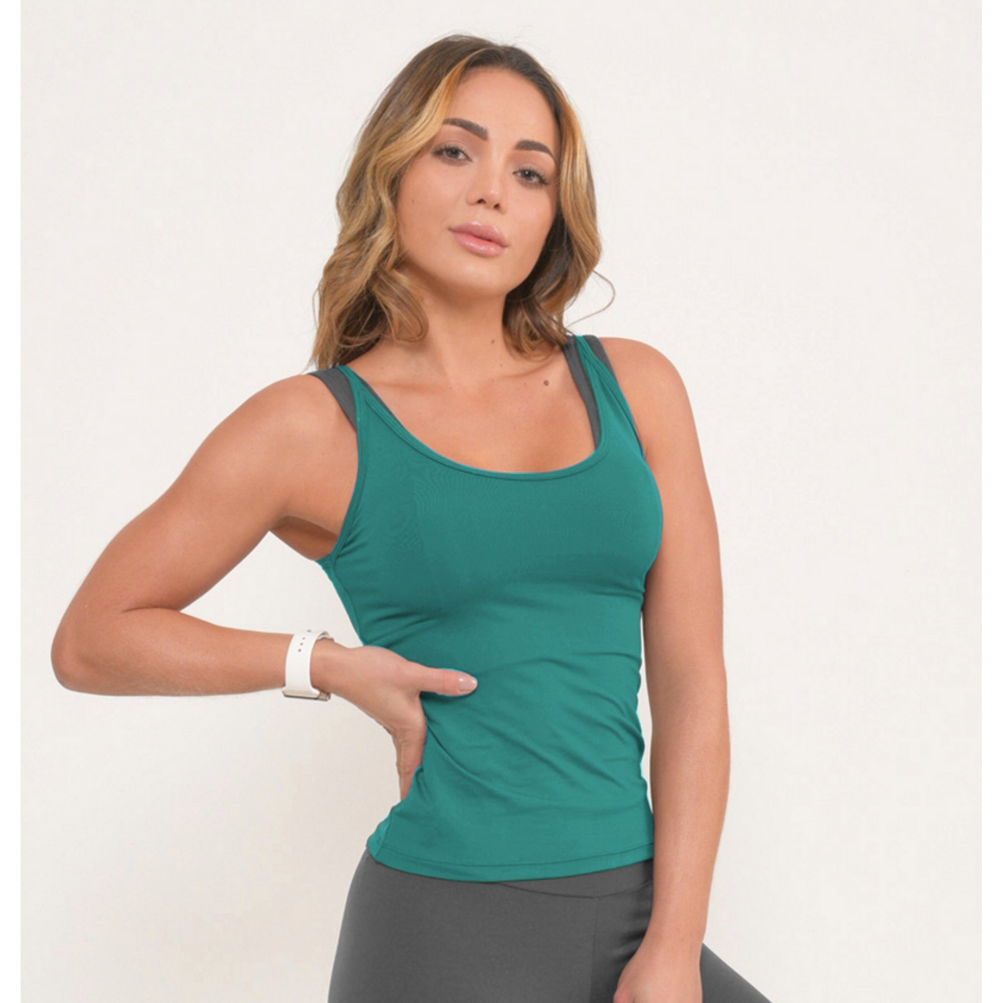 Teal Fitted Fitness Vest Top