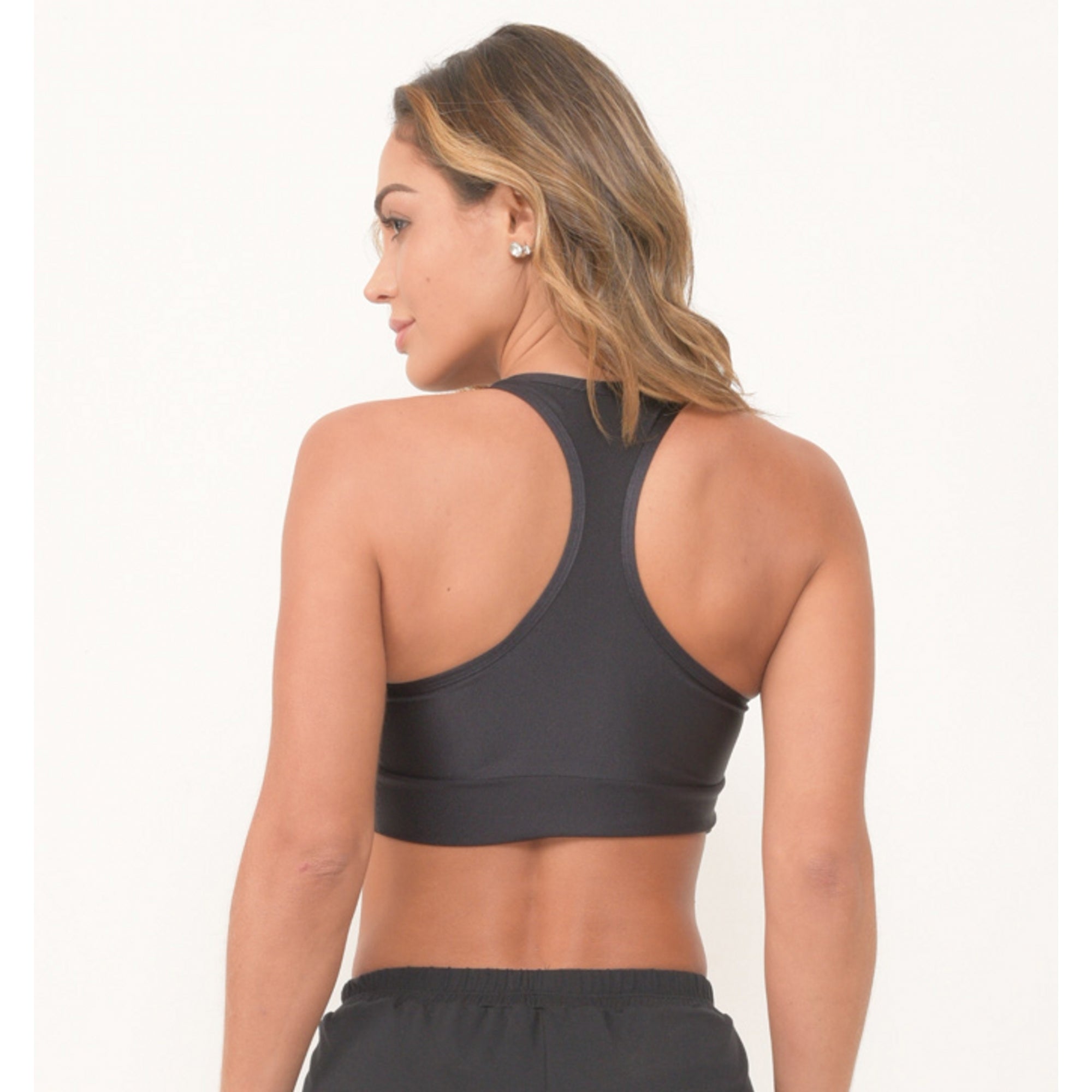 Liquorice / Black Gloss Sports Bra Top
