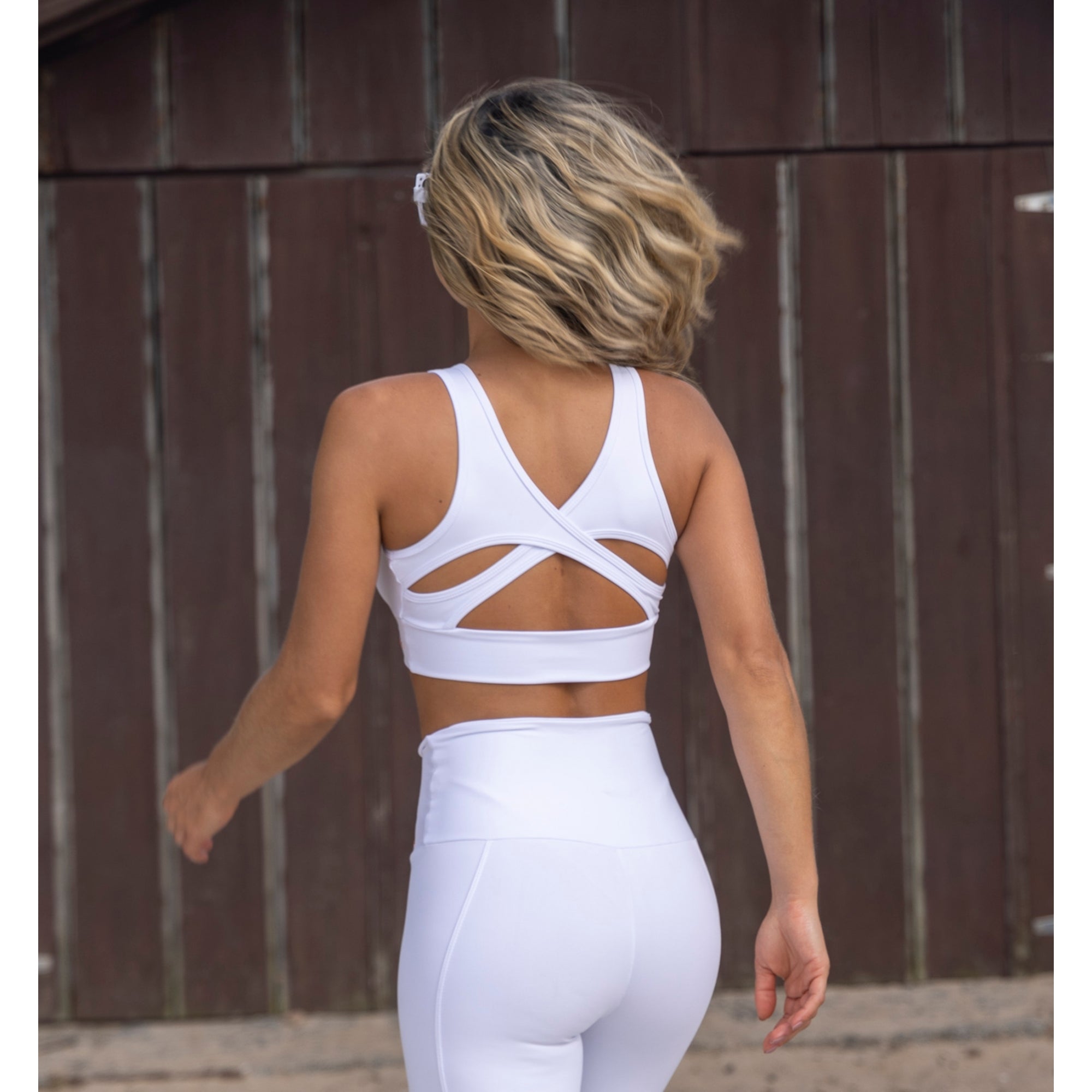 White Power Athletic Sports Bra
