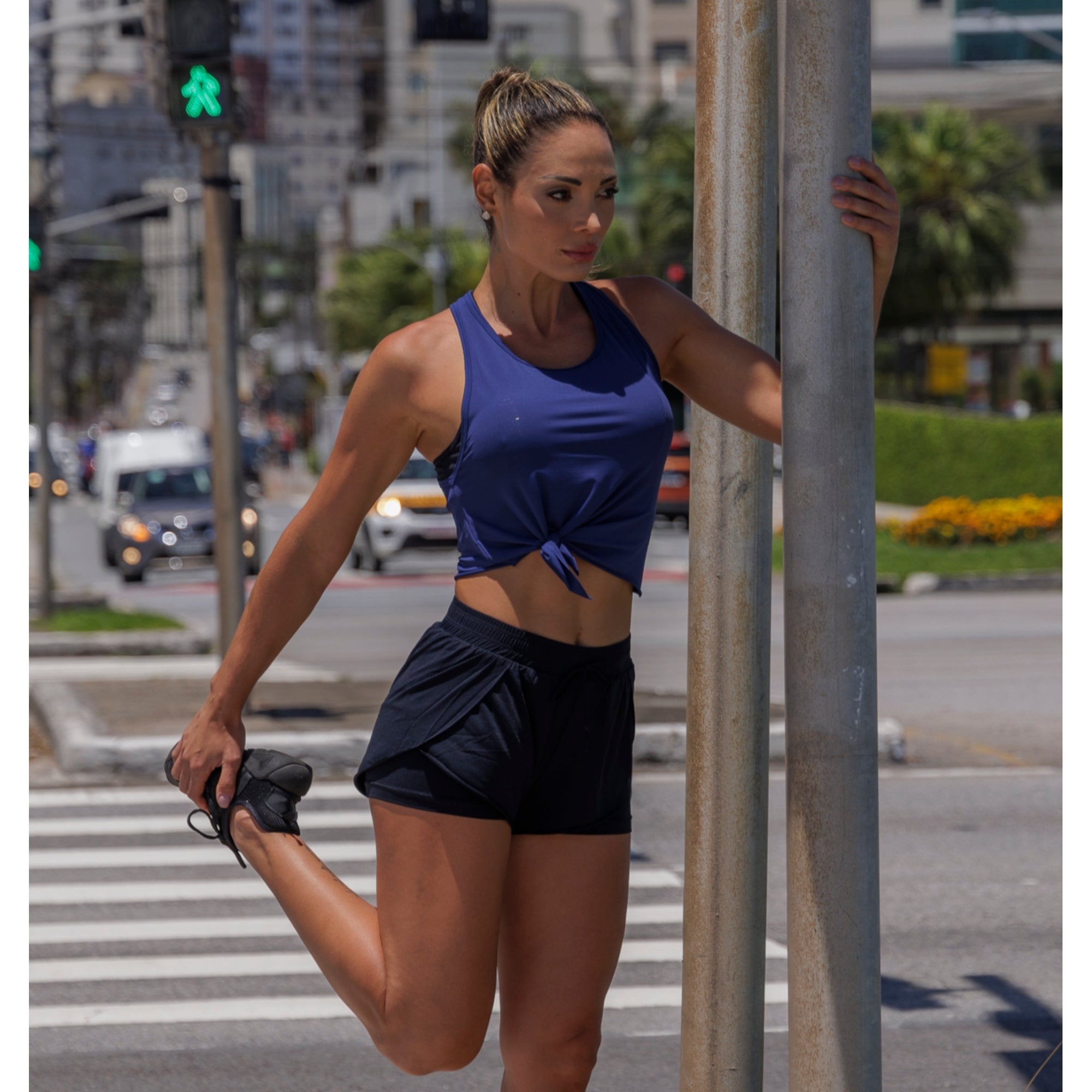 Navy Blue Fitness Crop Top
