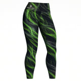 High Waist Neon Reactive Print Leggings
